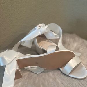 Women’s satin ankle tie wedding shoes
